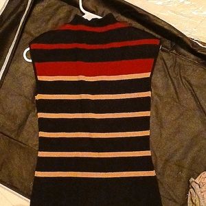 We have a ladies Casual Corner mock Turtle sleeveless sweater extra small stripe